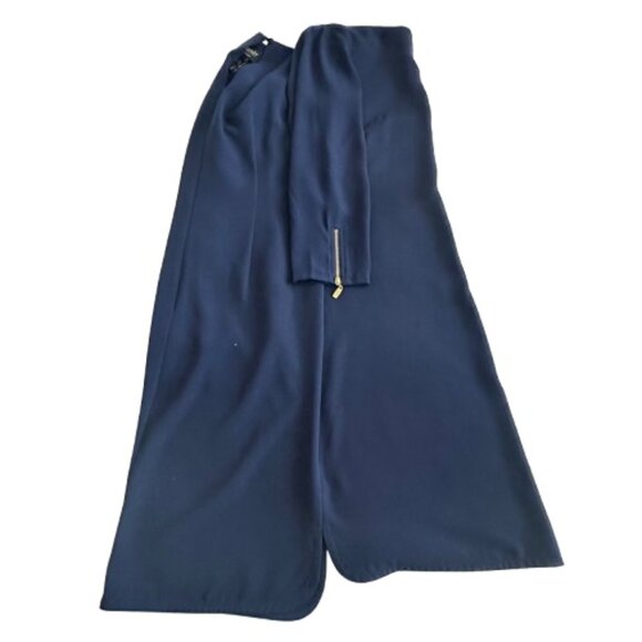 Laundry By Shelli Segal Women's 6 Navy Blue 3/4 Sleeves Midi Crew Neck Dress - Picture 7 of 16